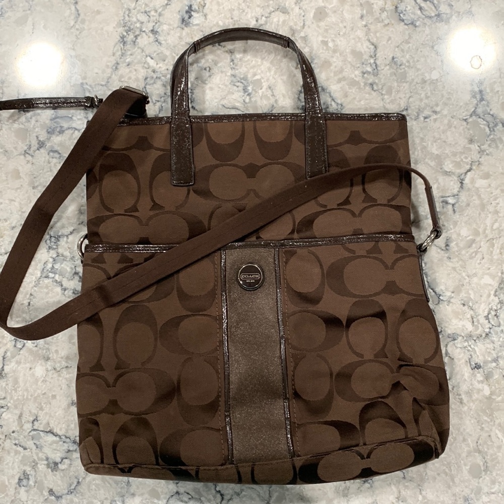 😍 Large Fold Over Coach Bag in Signature Print